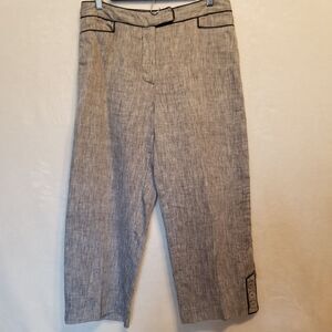 Dressbarn 6 Pants Heather Gray High Rise 100% Linen Capri Cropped Beach Cruise